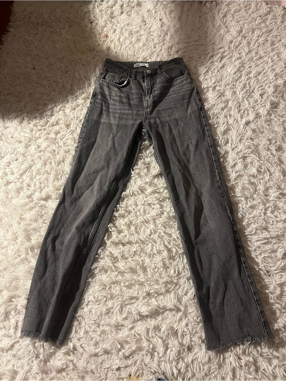 Zara High-Rise Straight Jeans — Washed Black
